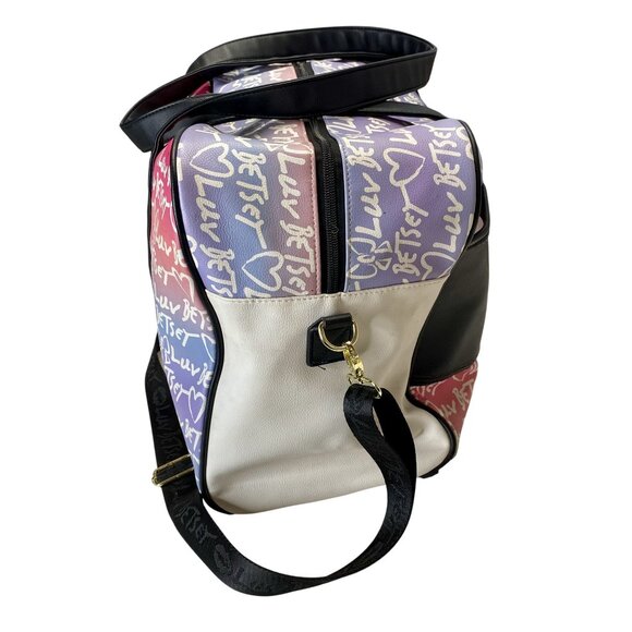 Luv Betsey by Betsey Johnson Multicolor Heart Graffiti Weekender Travel Bag - Picture 7 of 14